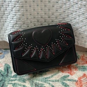 Black Heart Studded Women's Bag